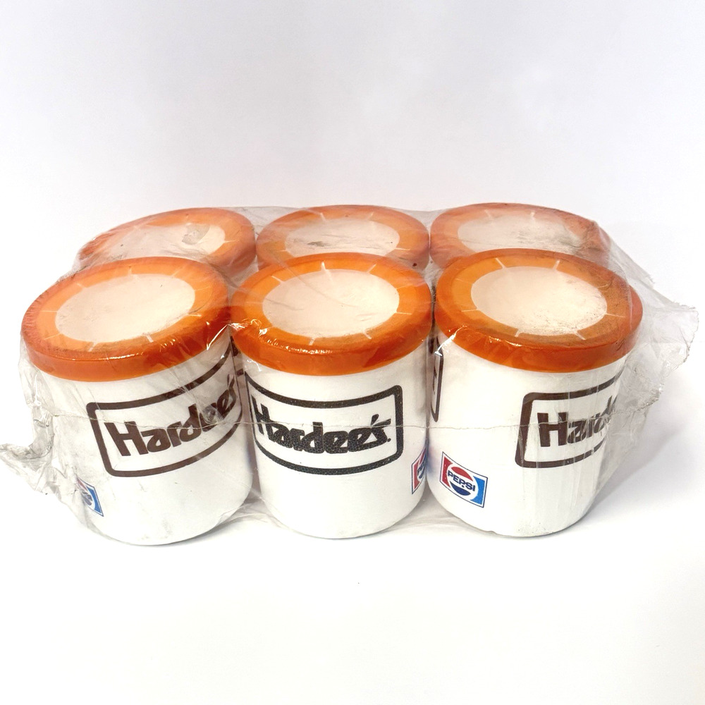 Hardee’s Pepsi Can Coozie Beverage Holders Styrofoam NOS Vintage Set of 6
